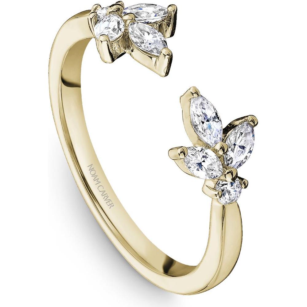 Noam Carver 14K Yellow Gold Stackable Wedding Band with Marquise and Round Cut Diamonds - 0.41 Carat Total Diamond Weight