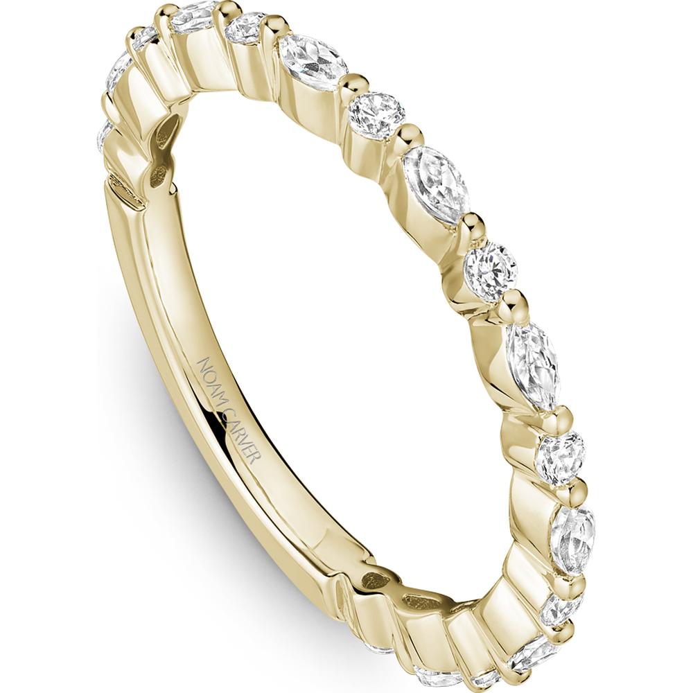 Noam Carver 14K Yellow Gold Stackable Wedding Band with Marquise and Round Cut Diamonds - 0.53 Carat Total Diamond Weight