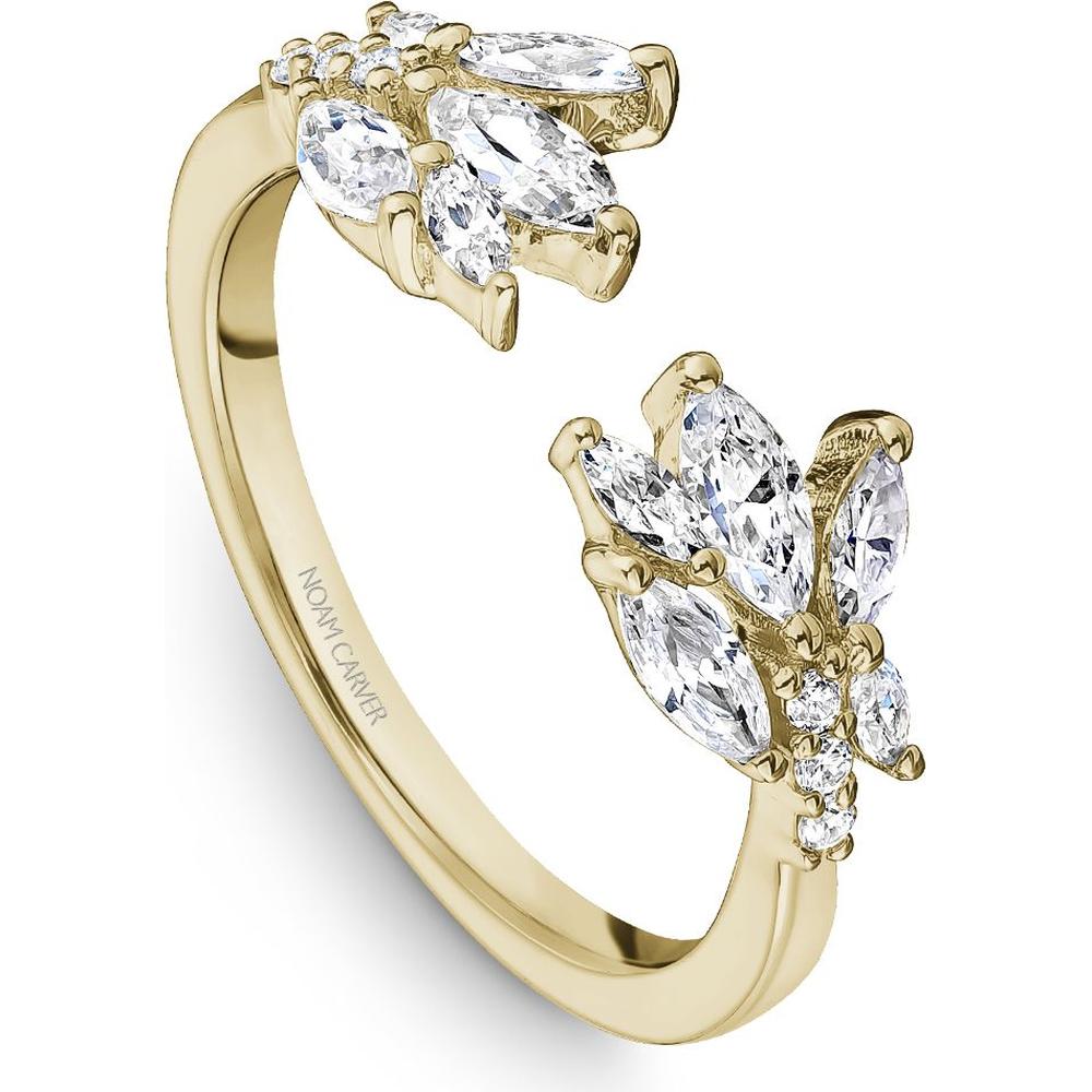 Noam Carver 14K Yellow Gold Stackable Wedding Band with Marquise and Round Cut Diamonds - 0.86 Carat Total Diamond Weight