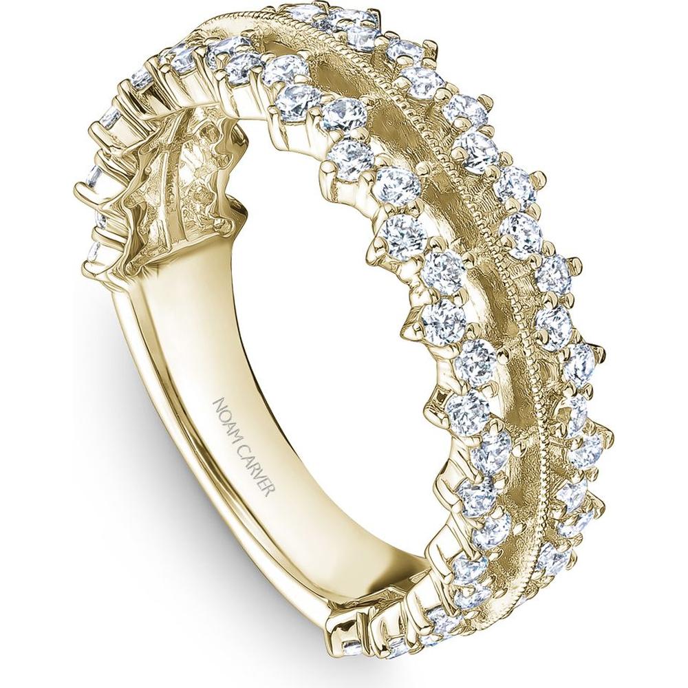 Noam Carver 14K Yellow Gold Stackable Wedding Band with Prong Set Round Diamonds - 0.87 Carat Total Diamond Weight