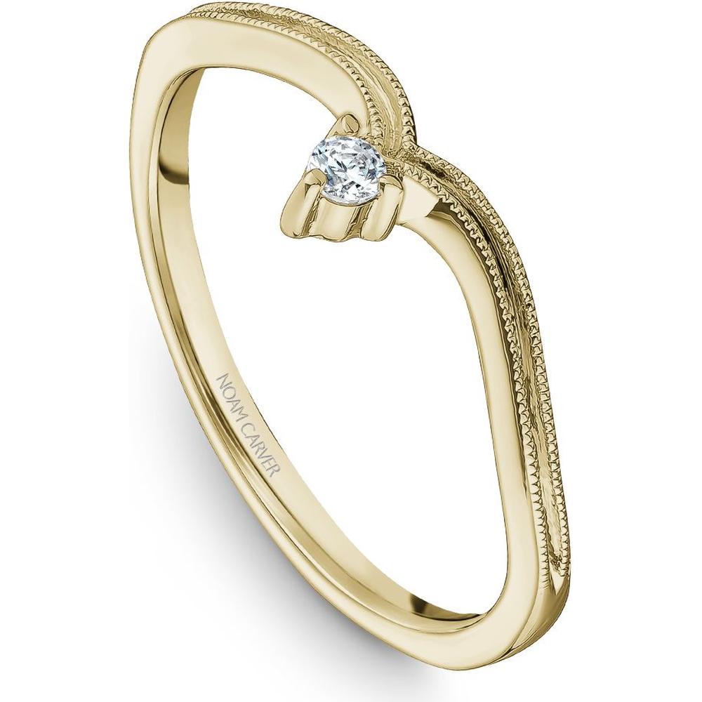 Noam Carver 14K Yellow Gold Stackable Wedding Band with Round Cut Diamond - 0.04 Carat Total Diamond Weight