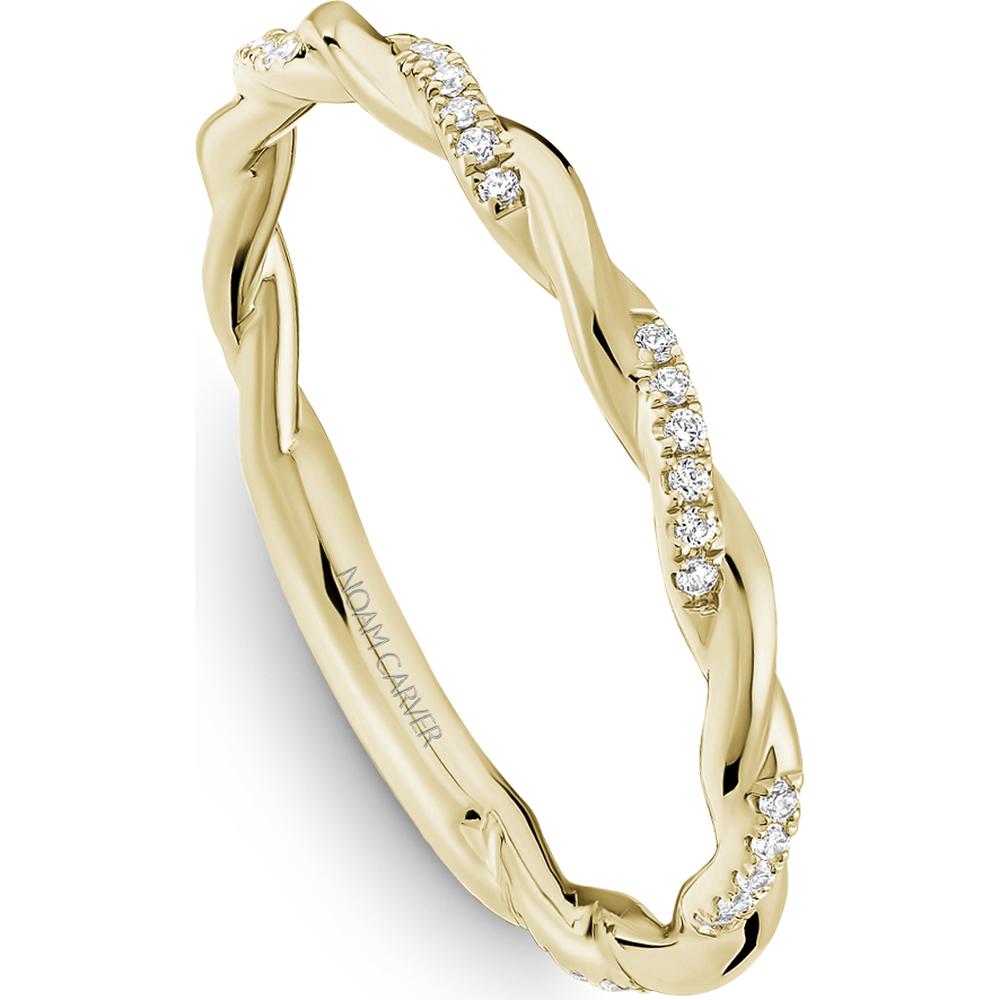 Noam Carver 14K Yellow Gold Stackable Wedding Band with Round Cut Diamonds - 0.08 Carat Total Diamond Weight