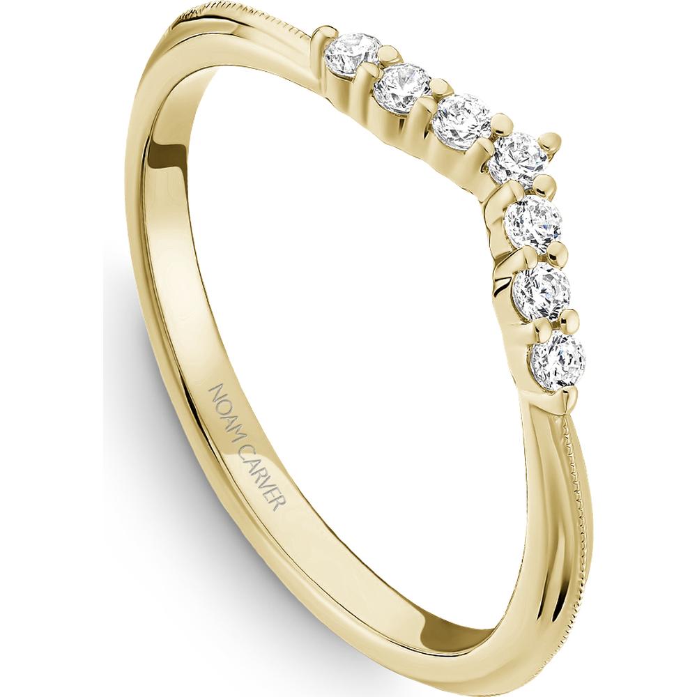Noam Carver 14K Yellow Gold Stackable Wedding Band with Round Cut Diamonds - 0.13 Carat Total Diamond Weight