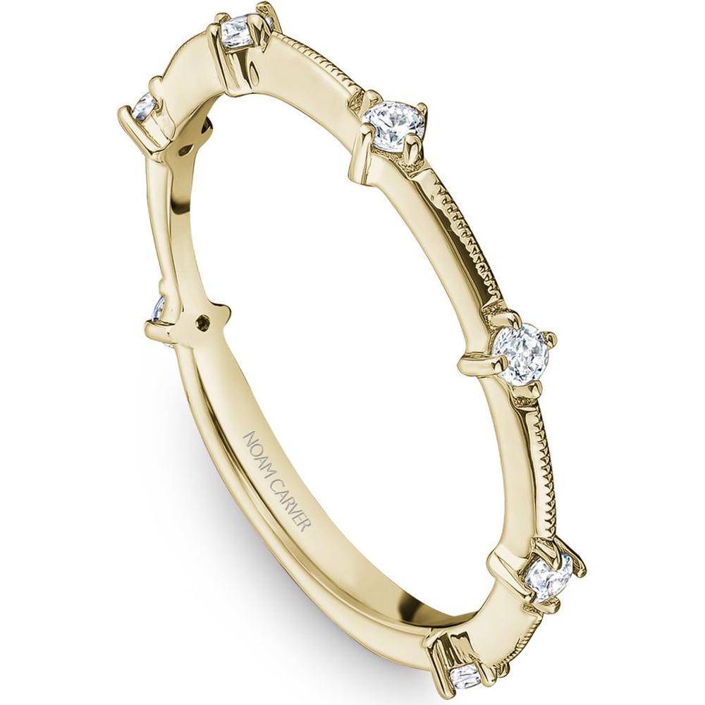 Noam Carver 14K Yellow Gold Stackable Wedding Band with Round Cut Diamonds - 0.15 Carat Total Diamond Weight