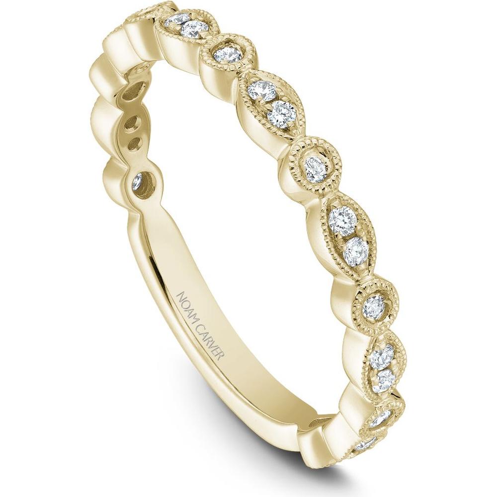 Noam Carver 14K Yellow Gold Stackable Wedding Band with Round Cut Diamonds - 0.19 Carat Total Diamond Weight
