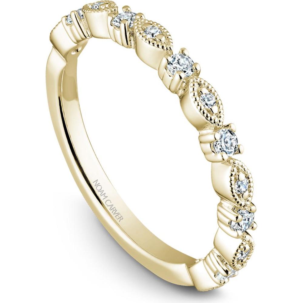 Noam Carver 14K Yellow Gold Stackable Wedding Band with Round-Cut Diamonds - 0.22 Carat Total Diamond Weight