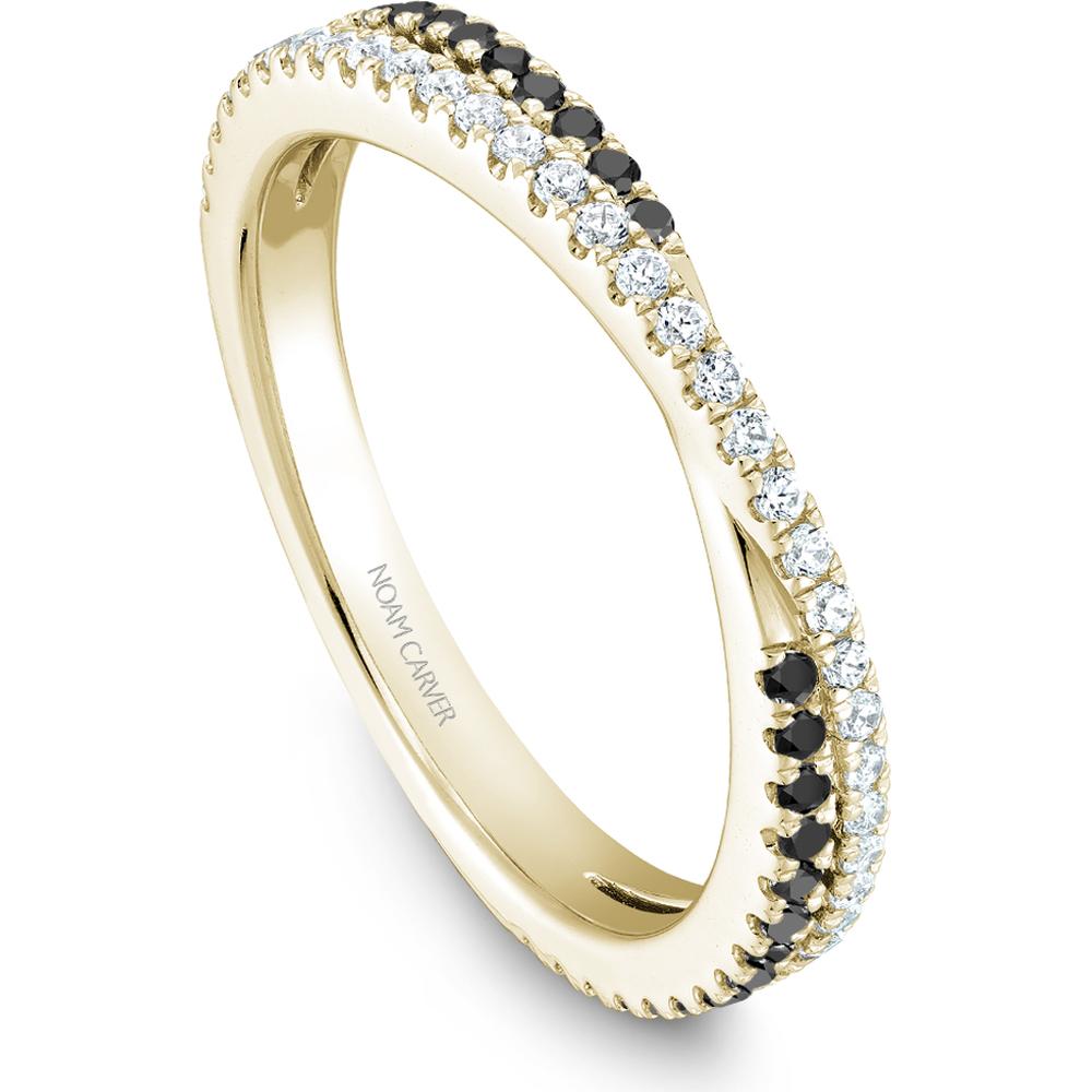 Noam Carver 14K Yellow Gold Stackable Wedding Band with Round White and Black Diamonds - 0.82 Carat Total Diamond Weight
