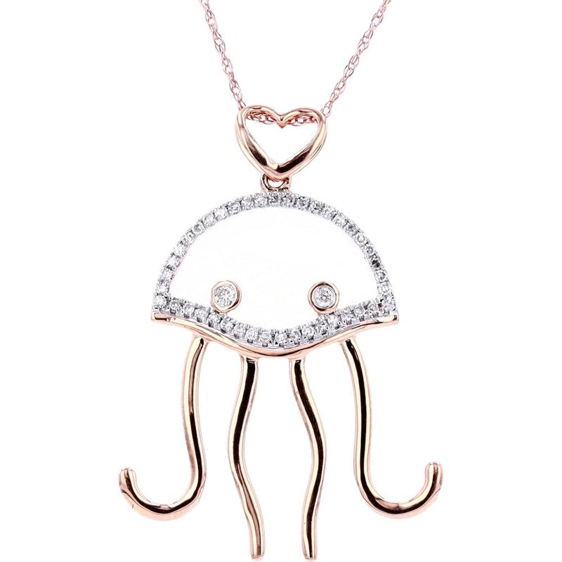 Ocean Dance 14K Gold Diamond Jellyfish Pendant - 0.15 Carats