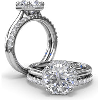 Octagon Halo Engagement Ring Setting with Pavé Diamonds and Peek-A-Boo Detail by Fana - 0.14 Carat Total Diamond Weight