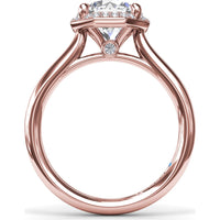 Octagon Halo Engagement Ring Setting with Pavé Diamonds and Peek-A-Boo Detail by Fana - 0.14 Carat Total Diamond Weight