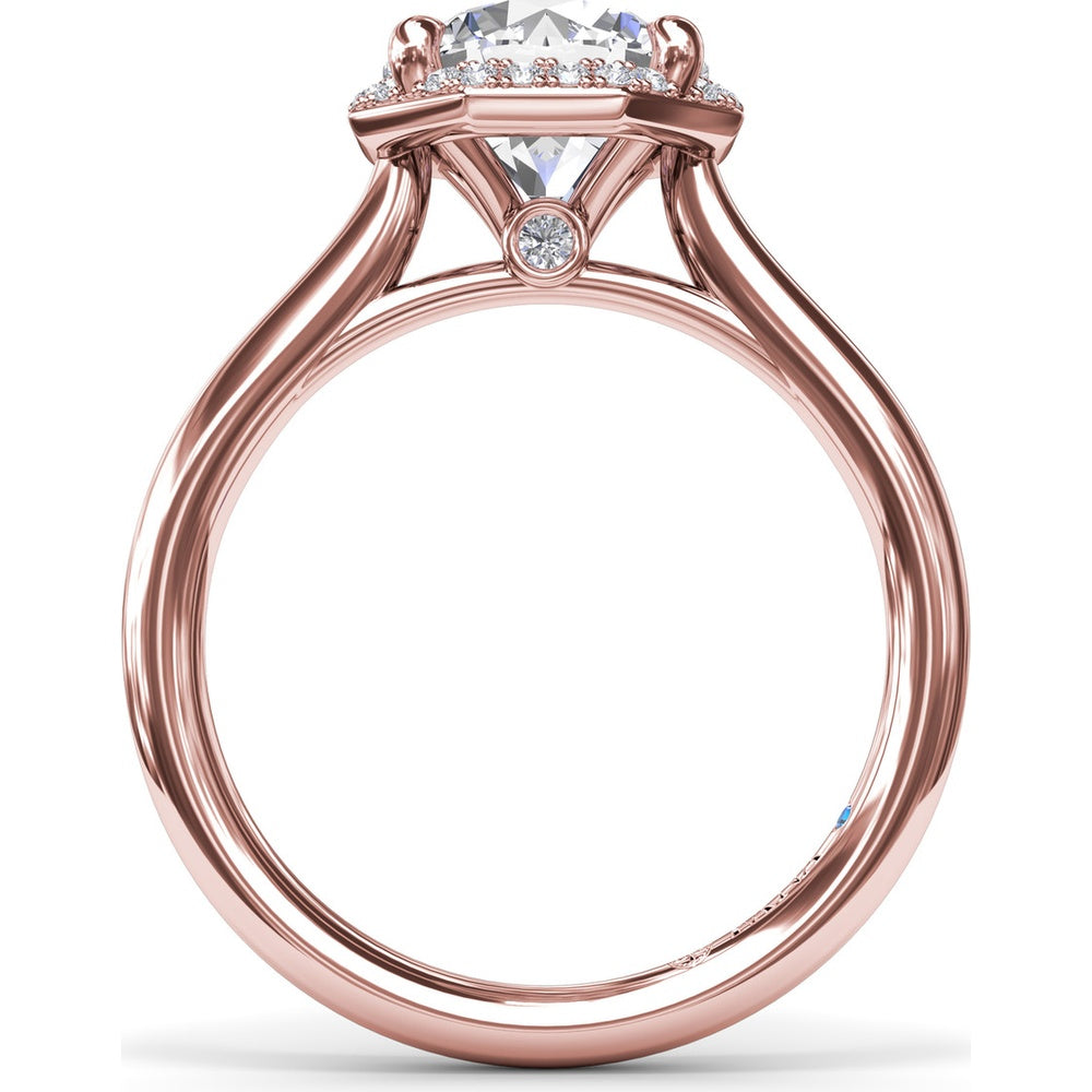 Octagon Halo Engagement Ring Setting with Pavé Diamonds and Peek-A-Boo Detail by Fana - 0.14 Carat Total Diamond Weight