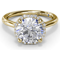 Octagon Halo Engagement Ring Setting with Pavé Diamonds and Peek-A-Boo Detail by Fana - 0.14 Carat Total Diamond Weight