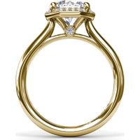 Octagon Halo Engagement Ring Setting with Pavé Diamonds and Peek-A-Boo Detail by Fana - 0.14 Carat Total Diamond Weight