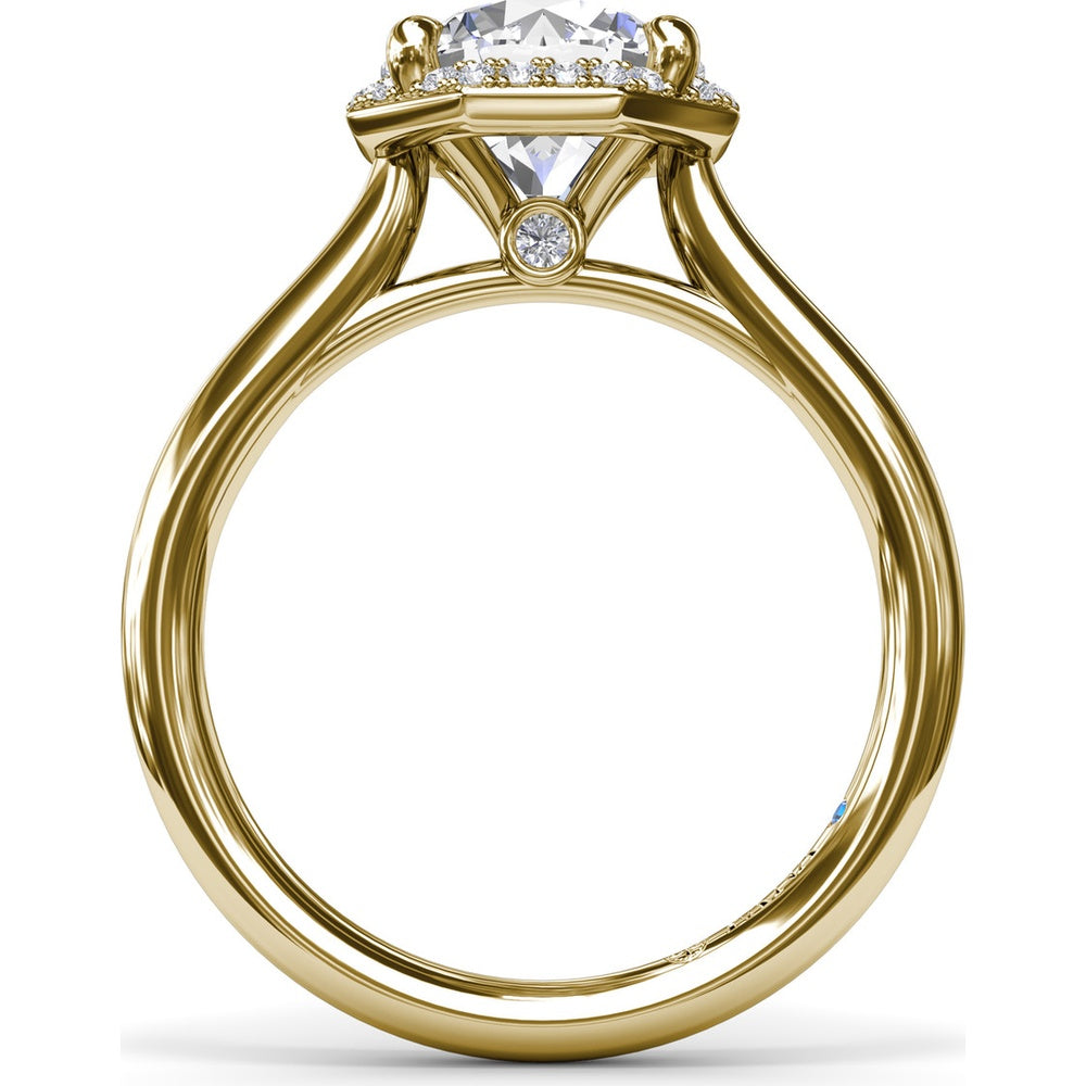 Octagon Halo Engagement Ring Setting with Pavé Diamonds and Peek-A-Boo Detail by Fana - 0.14 Carat Total Diamond Weight