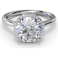 Octagon Halo Engagement Ring Setting with Pavé Diamonds and Peek-A-Boo Detail by Fana - 0.14 Carat Total Diamond Weight