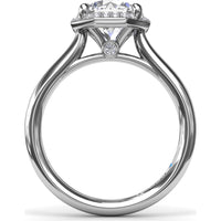 Octagon Halo Engagement Ring Setting with Pavé Diamonds and Peek-A-Boo Detail by Fana - 0.14 Carat Total Diamond Weight