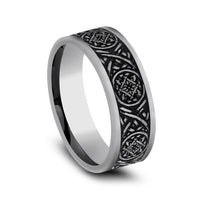 Odin Script Men's Wedding Band in Tungsten - 7mm Width by Forge