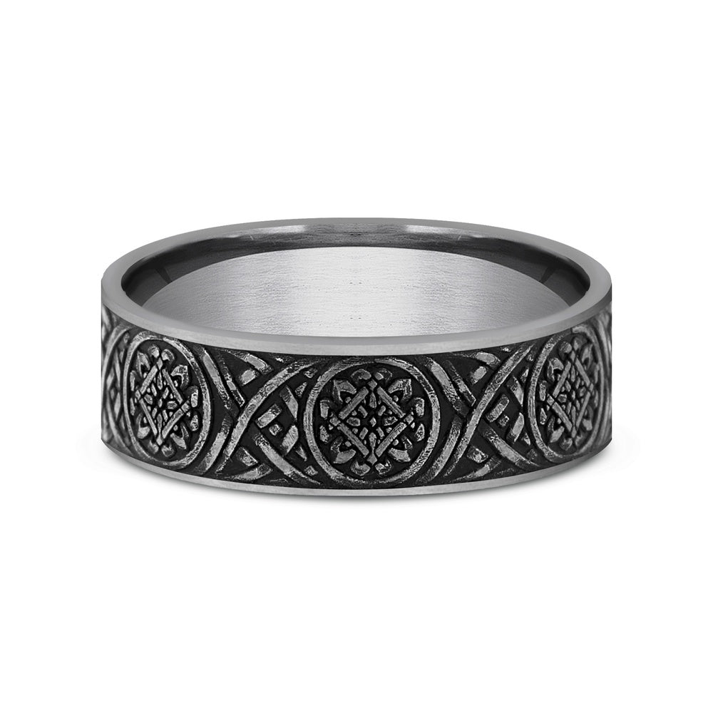 Odin Script Men's Wedding Band in Tungsten - 7mm Width by Forge