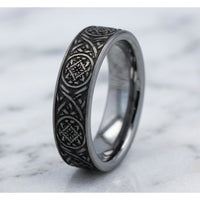 Odin Script Men's Wedding Band in Tungsten - 7mm Width by Forge