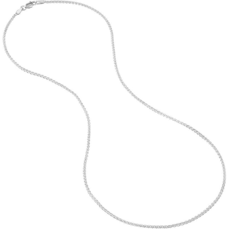 Olas d'Oro 16" Necklace - 10K White Gold 1.65mm Wheat Chain with Lobster Lock