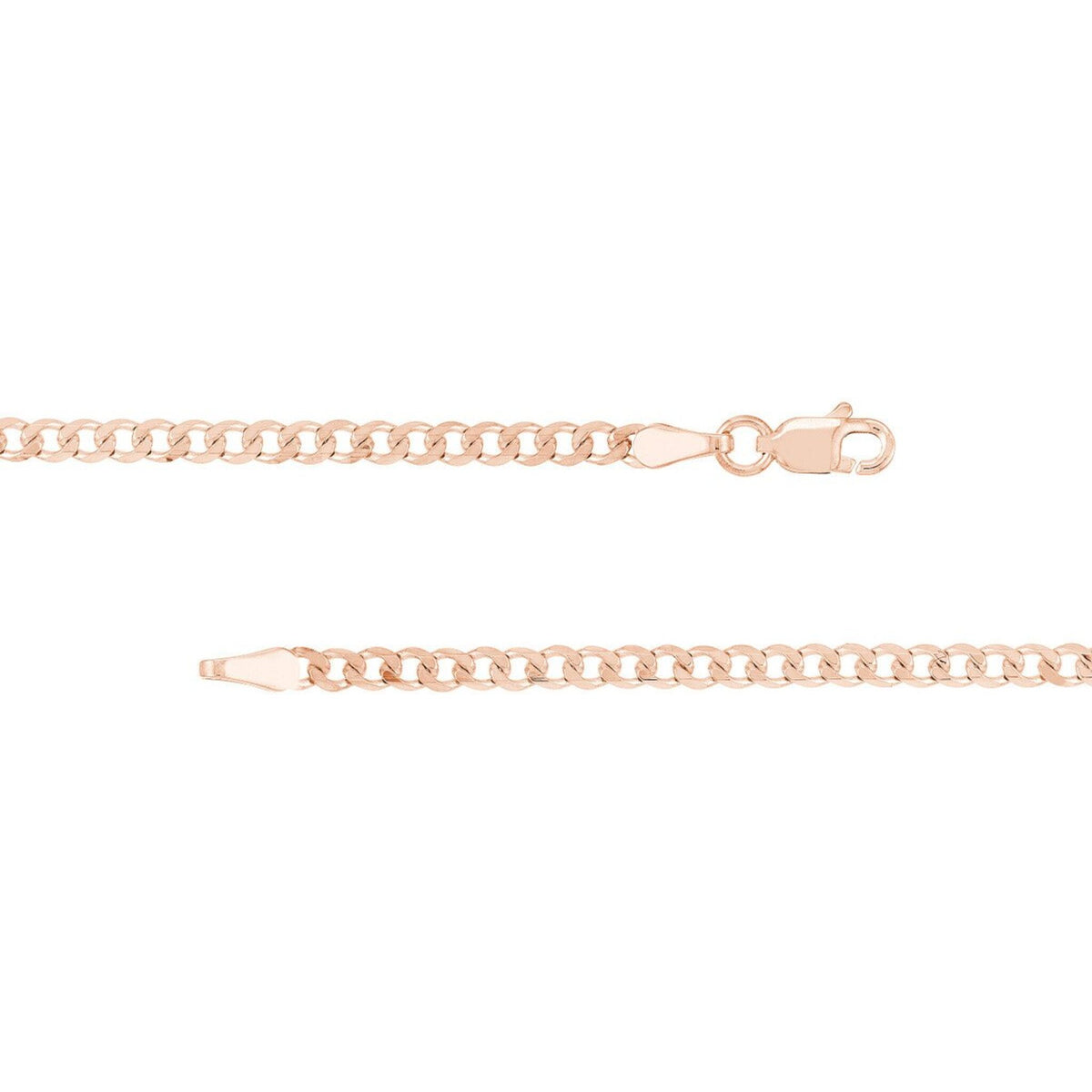 Olas d'Oro 16" Necklace - 14K Rose Gold 2.70mm Diamond Cut Open Curb with Lobster Lock