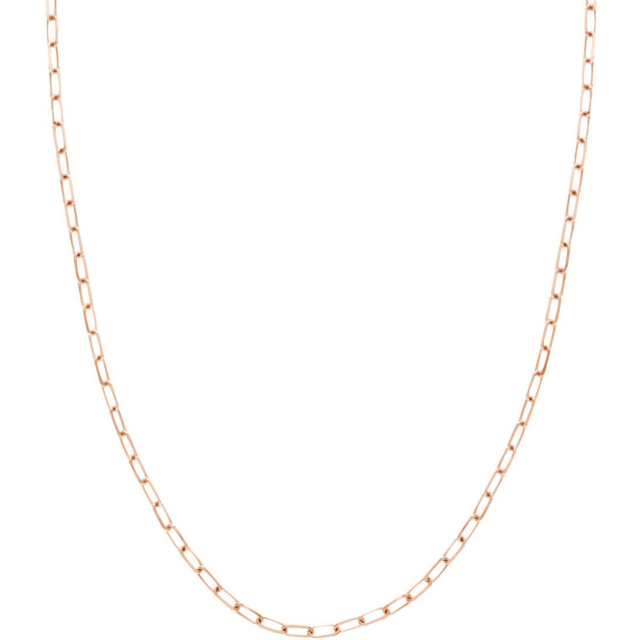 Olas d'Oro 16" Necklace - 14K Rose Gold 3.1mm Paper Clip Chain with Lobster Lock