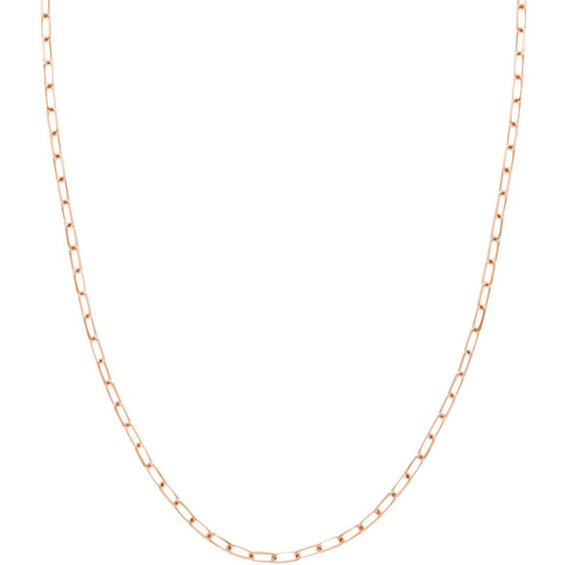 Olas d'Oro 16" Necklace - 14K Rose Gold 3.1mm Paper Clip Chain with Lobster Lock