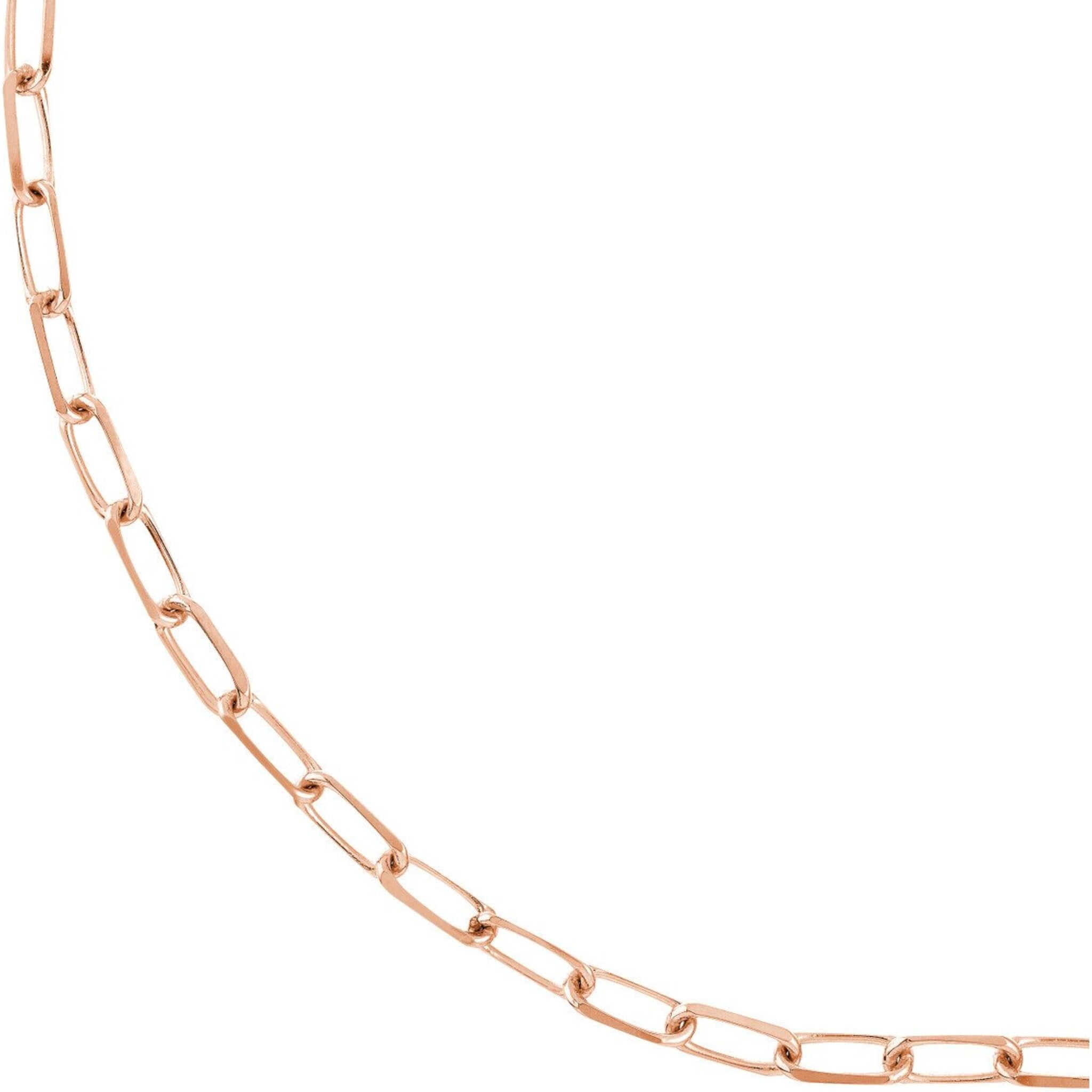 Olas d'Oro 16" Necklace - 14K Rose Gold 3.1mm Paper Clip Chain with Lobster Lock