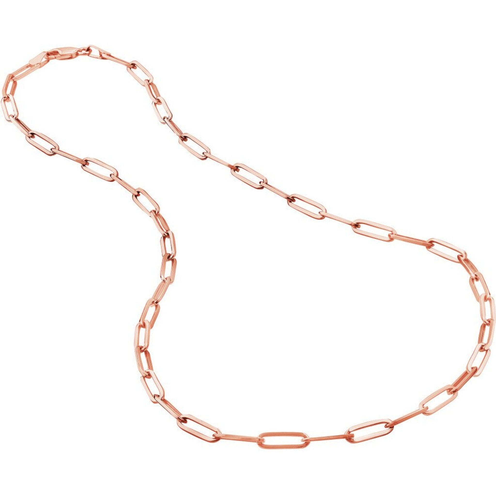Olas d'Oro 16" Necklace - 14K Rose Gold 3.80mm Designer Long Link Chain