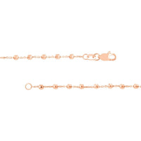 Olas d'Oro 16" Necklace - 14K Rose Gold Cable Chain with 2.5mm Diamond Cut Bead Stations