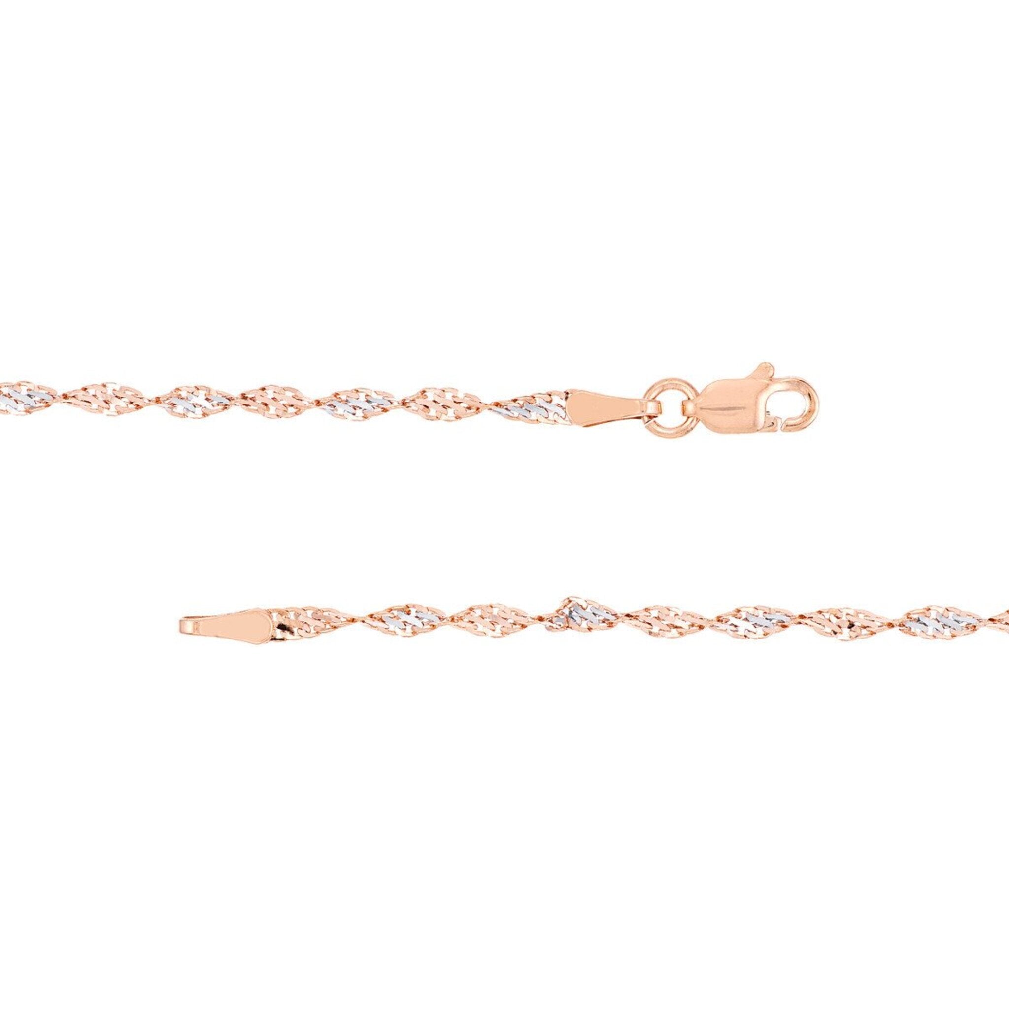 Olas d'Oro 16" Necklace - 14K Rose/White Gold 2.10mm Rose/White Dorica Chain