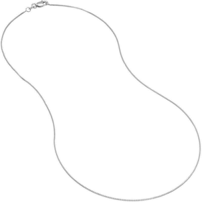Olas d'Oro 16" Necklace - 14K White Gold 0.73mm Box Chain with Lobster Lock