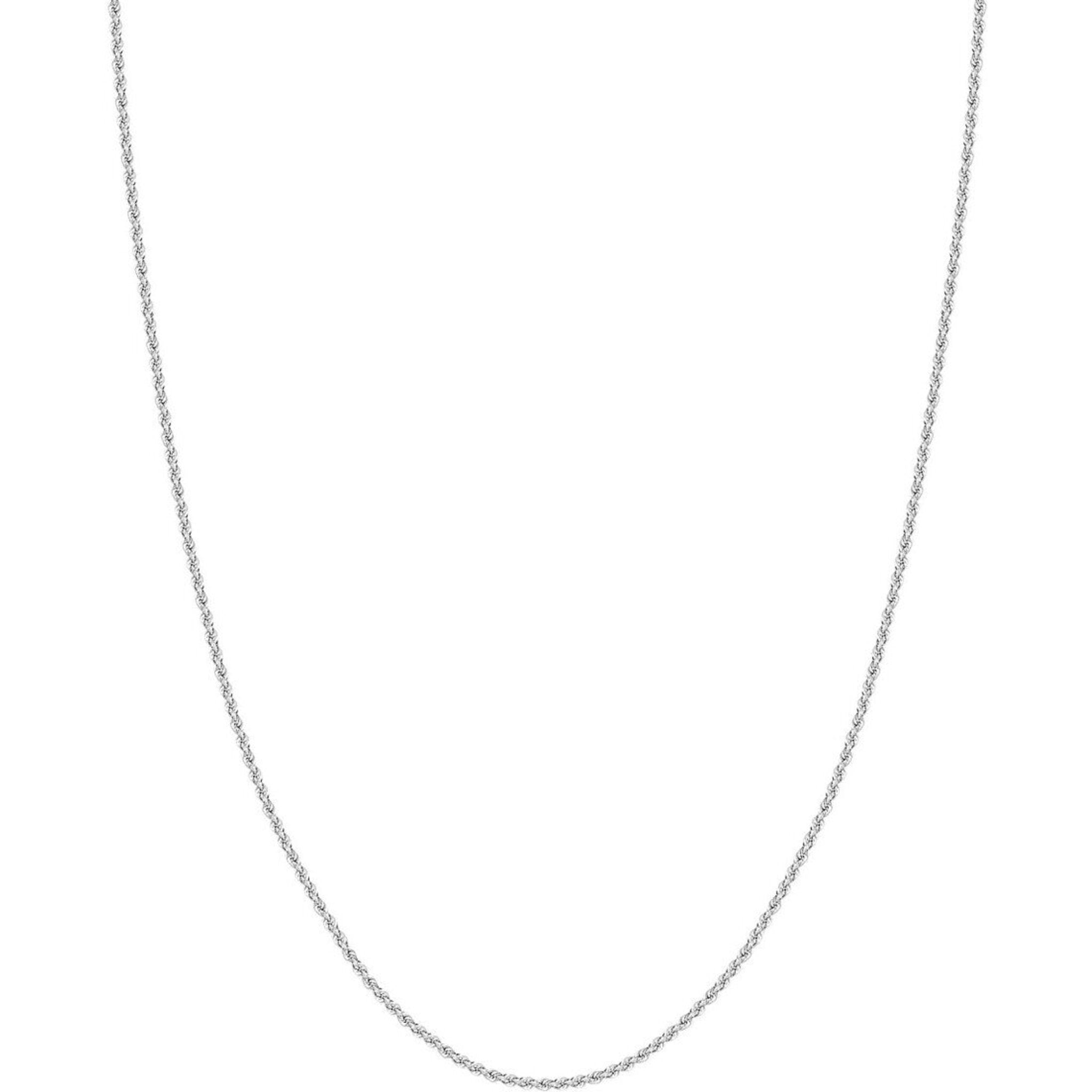 Olas d'Oro 16" Necklace - 14K White Gold 2mm Light Rope Chain with Lobster Lock