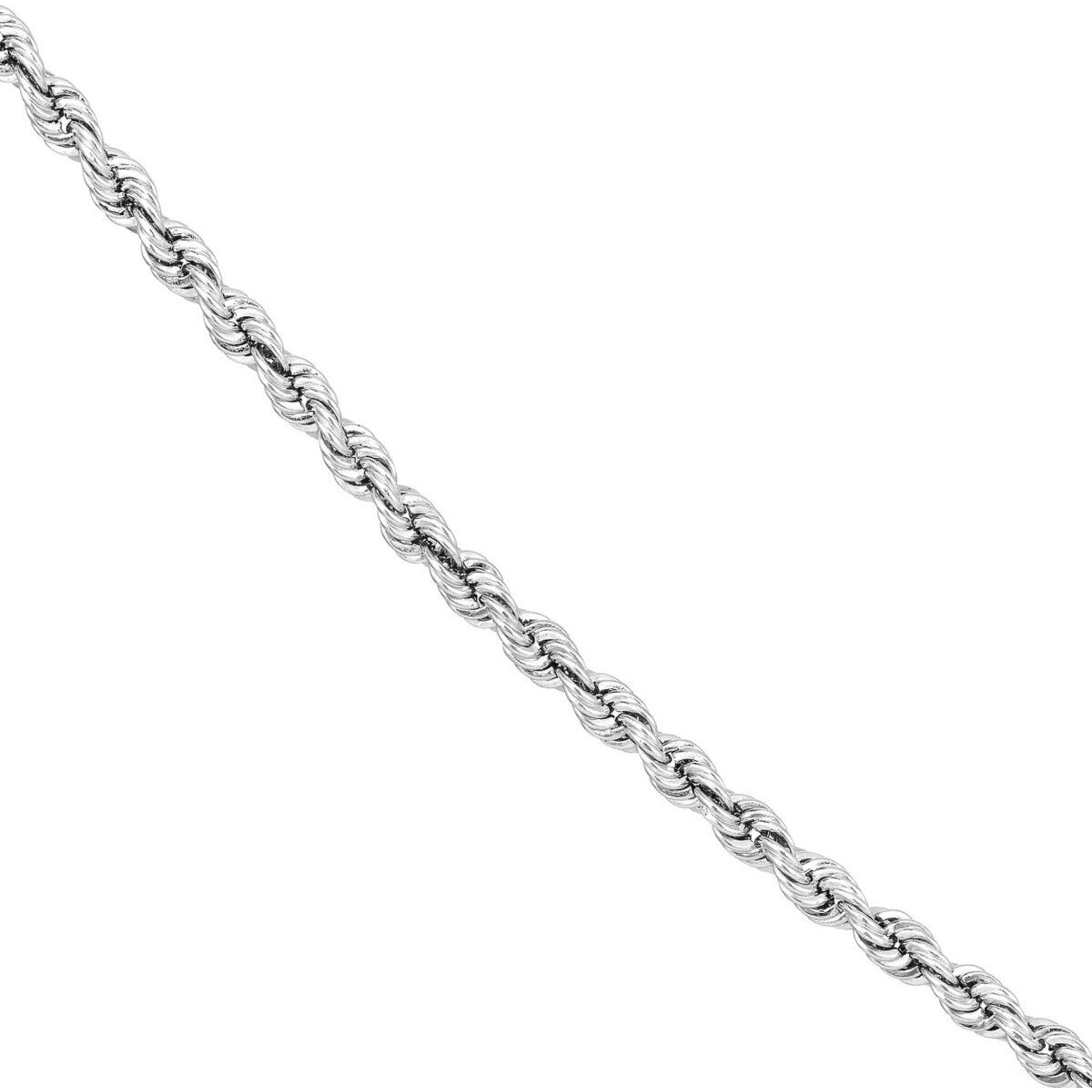 Olas d'Oro 16" Necklace - 14K White Gold 2mm Light Rope Chain with Lobster Lock