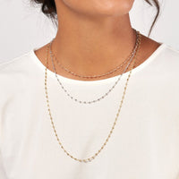 Olas d'Oro 16" Necklace - 14K Yellow Gold Cable Chain with 2.5mm Diamond Cut Bead Stations