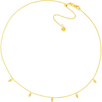 Olas d'Oro 16" Necklace - 14K Yellow Gold Diamond-Cut Bead Drops Adjustable Choker