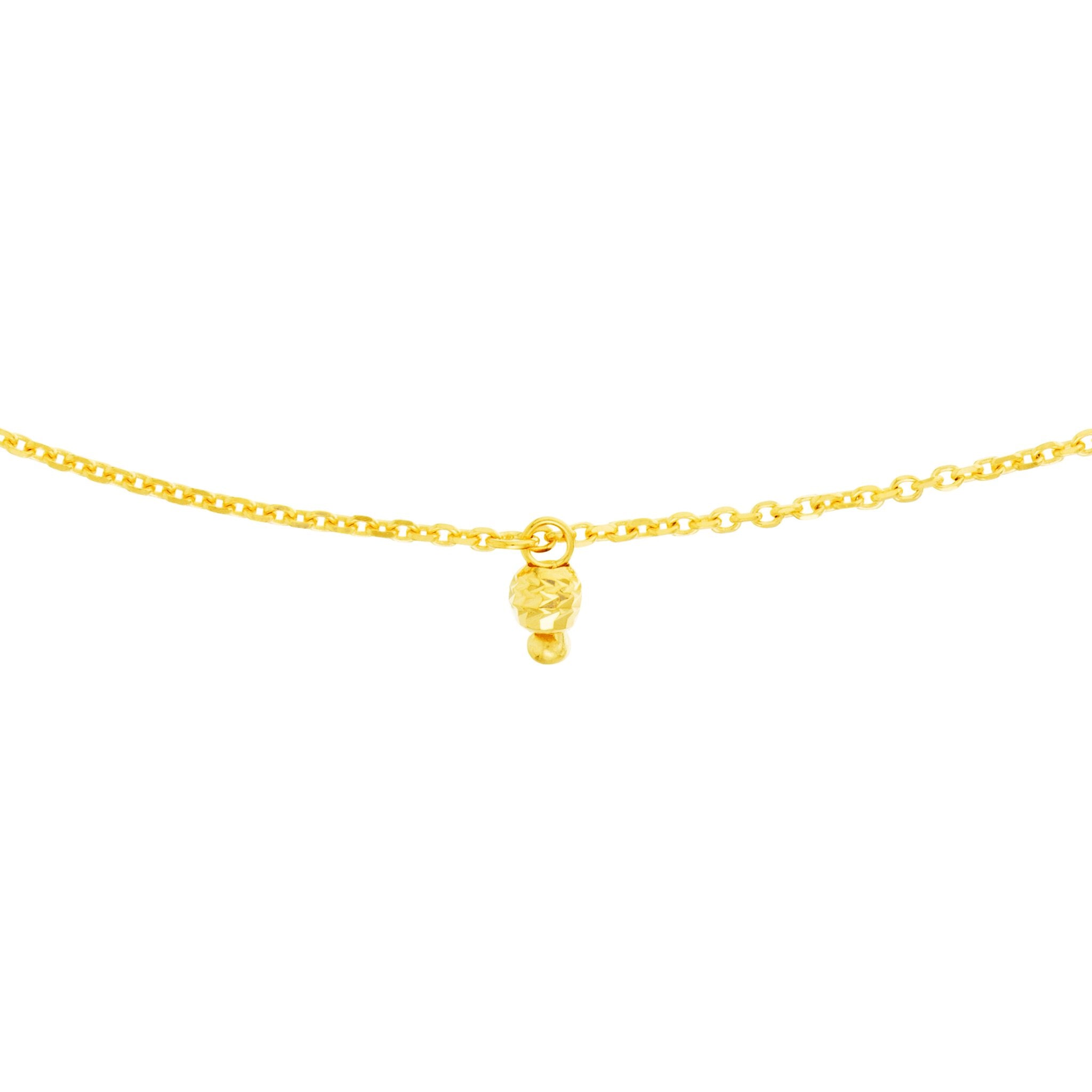 Olas d'Oro 16" Necklace - 14K Yellow Gold Diamond-Cut Bead Drops Adjustable Choker