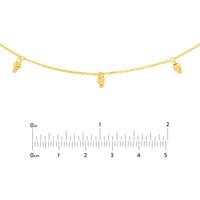 Olas d'Oro 16" Necklace - 14K Yellow Gold Diamond-Cut Bead Drops Adjustable Choker
