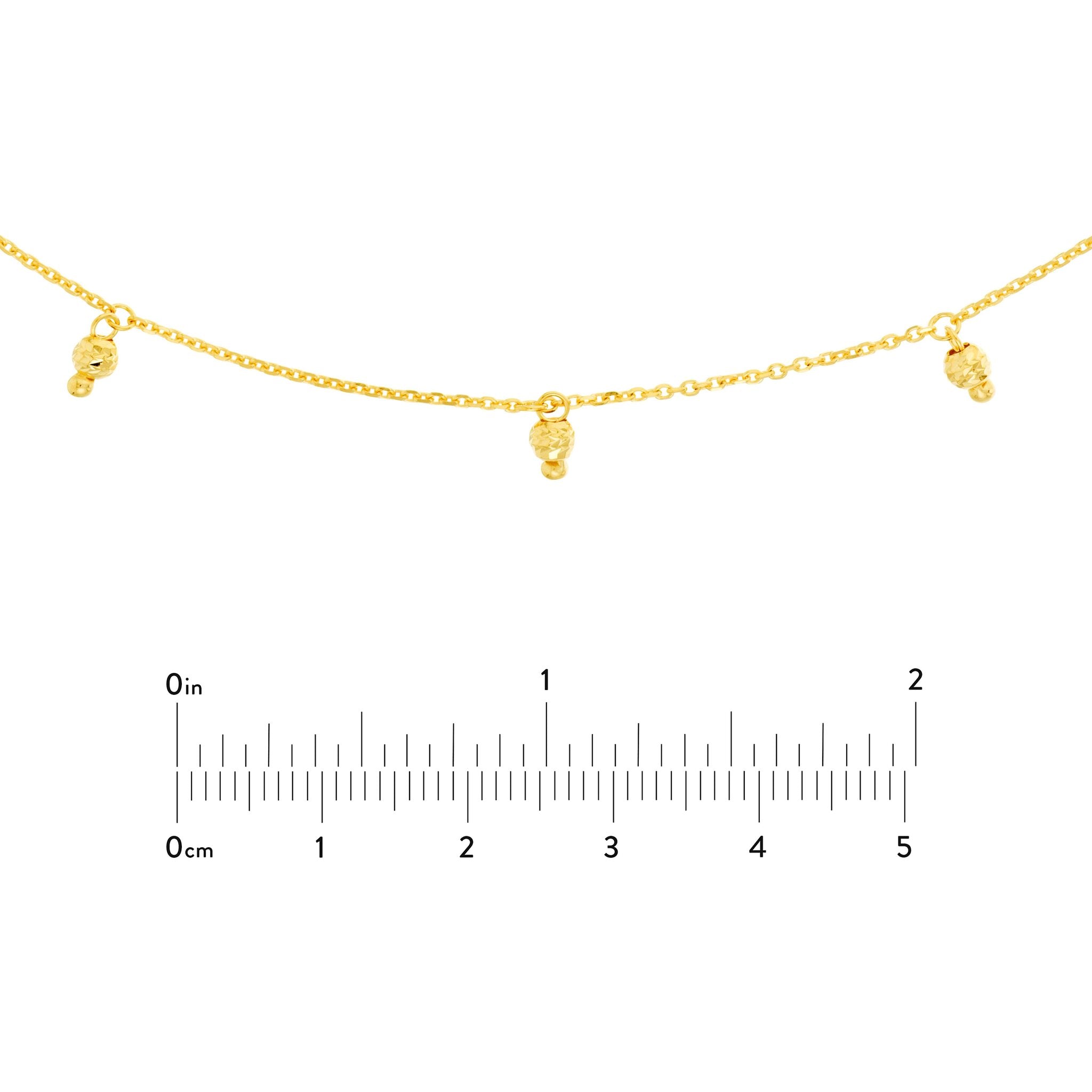 Olas d'Oro 16" Necklace - 14K Yellow Gold Diamond-Cut Bead Drops Adjustable Choker