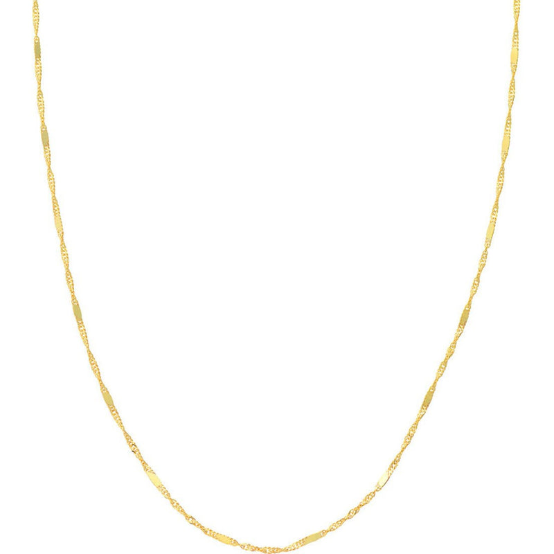 Olas d'Oro 16" Necklace - 14K Yellow Gold Singapore Flat Saturn Chain