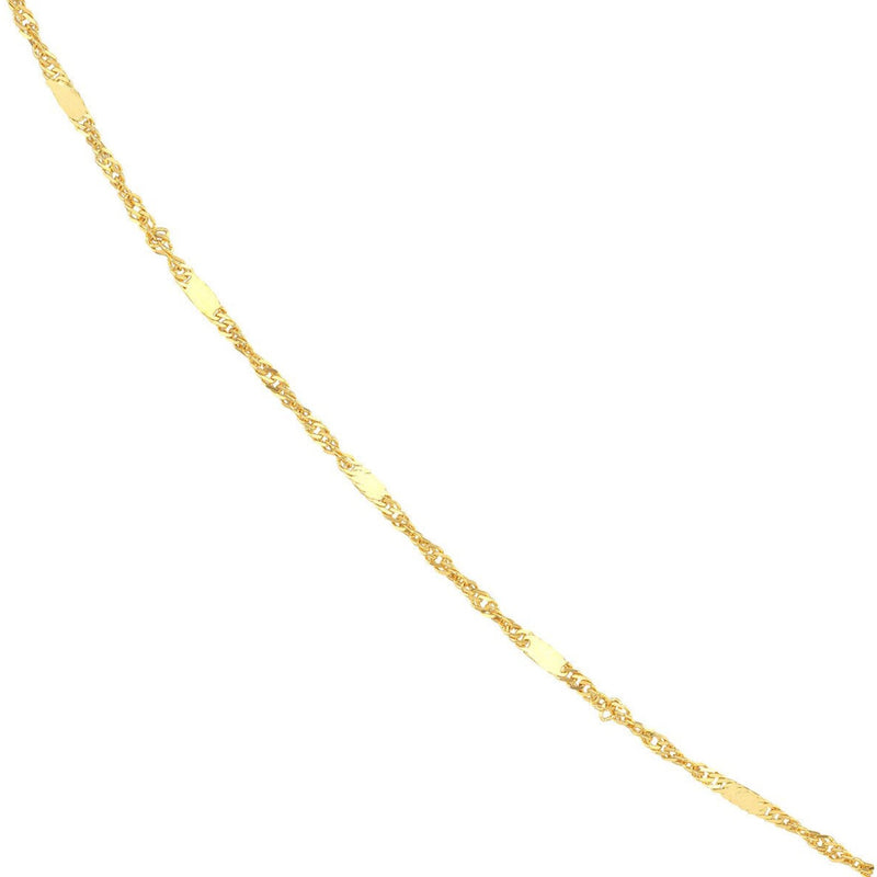 Olas d'Oro 16" Necklace - 14K Yellow Gold Singapore Flat Saturn Chain