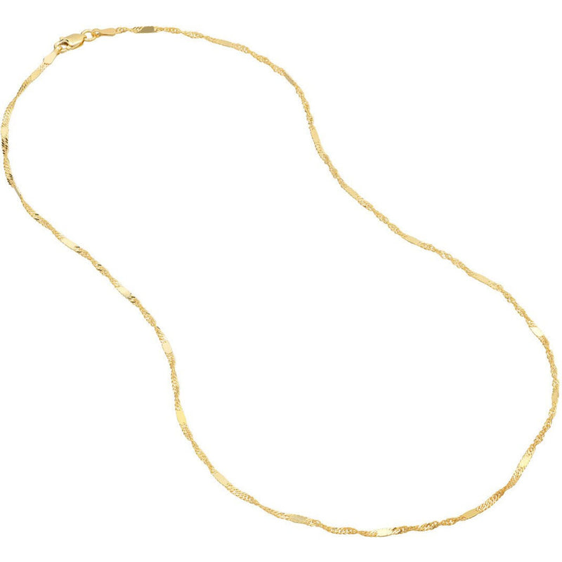 Olas d'Oro 16" Necklace - 14K Yellow Gold Singapore Flat Saturn Chain