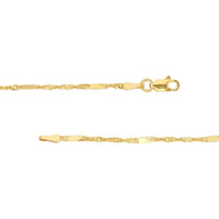Olas d'Oro 16" Necklace - 14K Yellow Gold Singapore Flat Saturn Chain