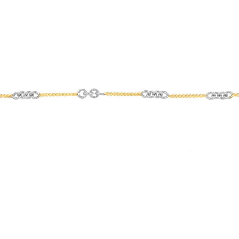 Olas d'Oro 16" Necklace - 14K Yellow/White Gold 0.8mm Two-Tone Designer Twist Chain with Lobster Lock