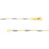 Olas d'Oro 16" Necklace - 14K Yellow/White Gold 0.8mm Two-Tone Designer Twist Chain with Lobster Lock