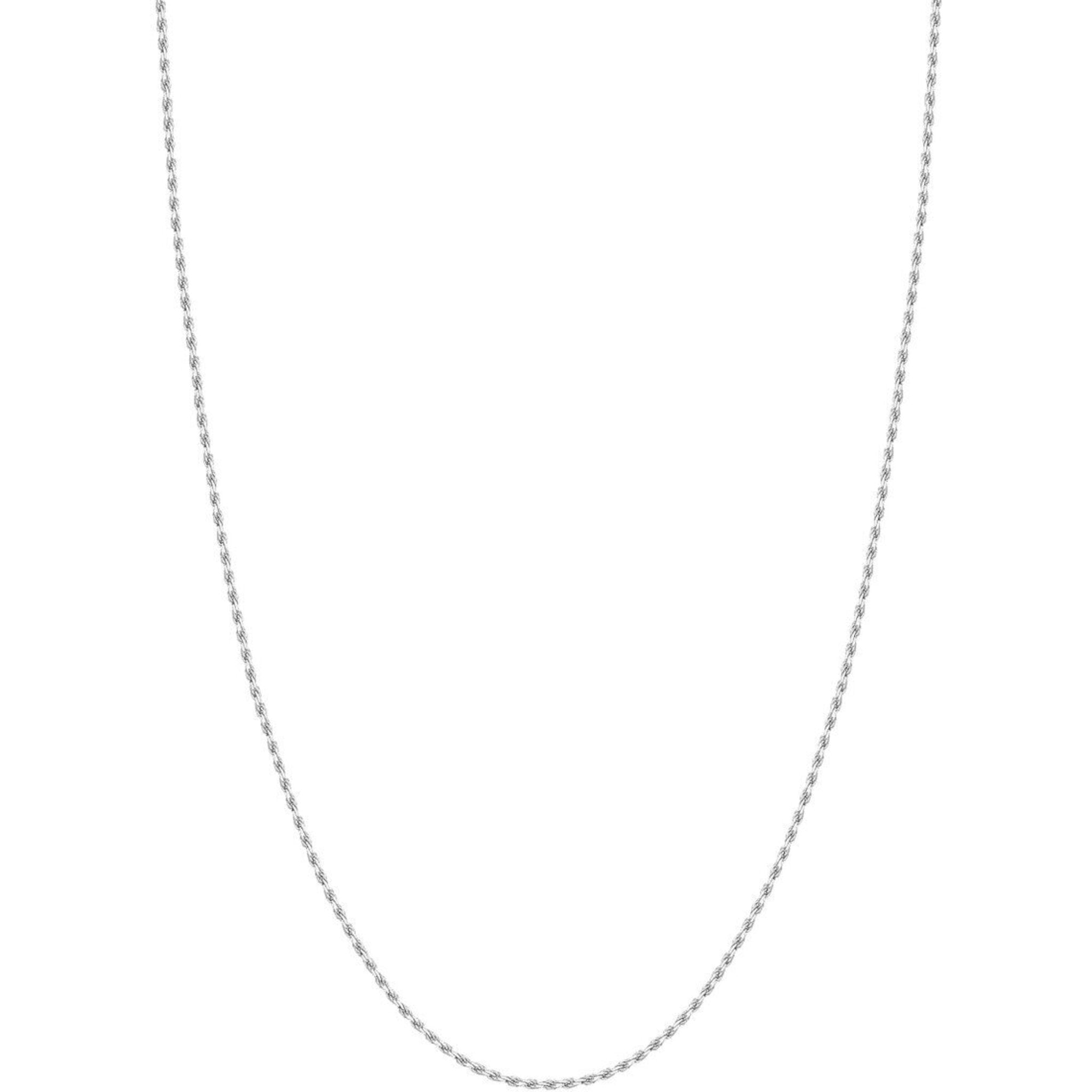 Olas d'Oro 18" Necklace - 10K White Gold 1.8mm Diamond Cut Rope Chain with Lobster Lock