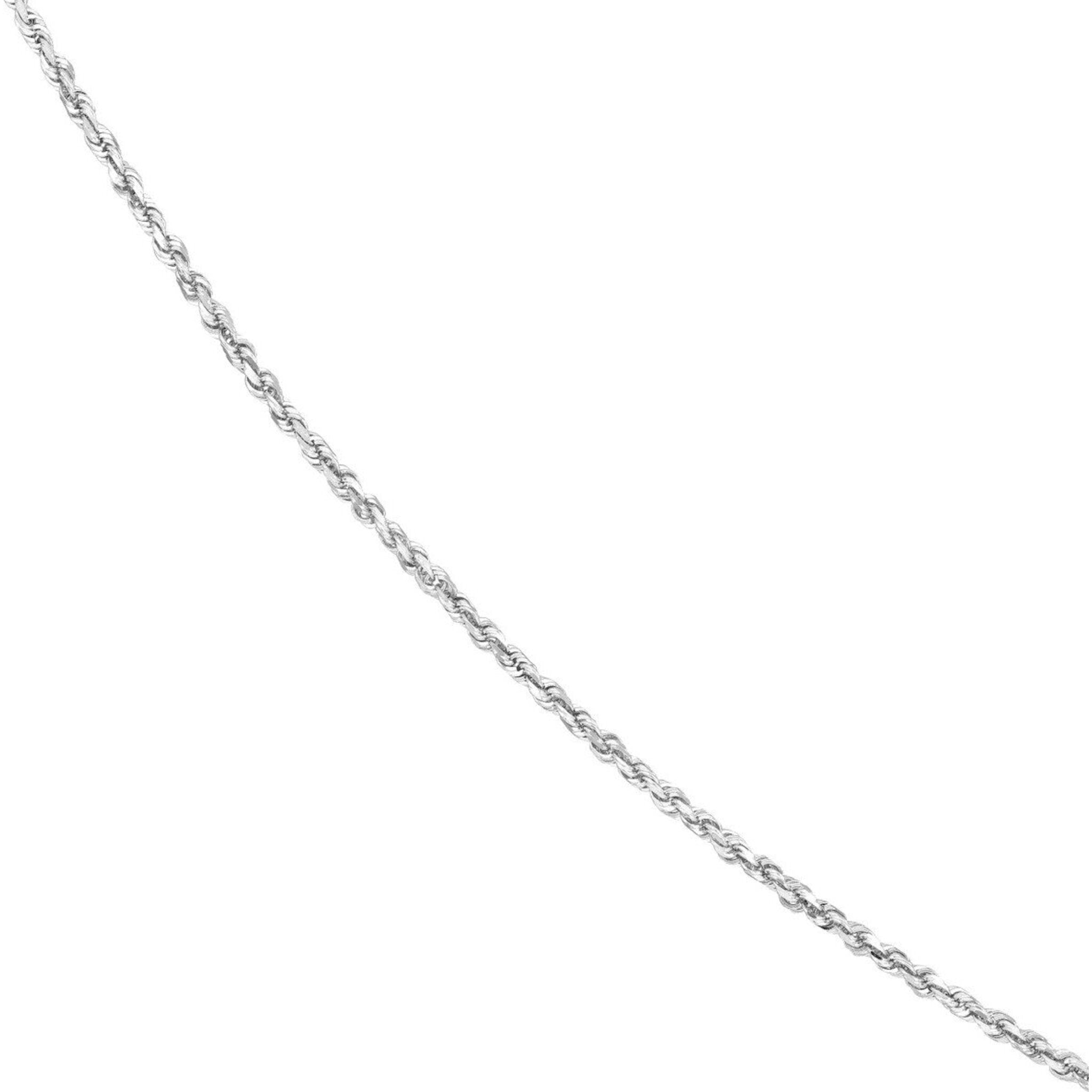 Olas d'Oro 18" Necklace - 10K White Gold 1.8mm Diamond Cut Rope Chain with Lobster Lock