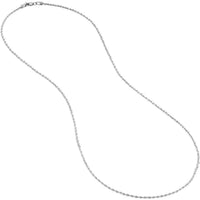 Olas d'Oro 18" Necklace - 10K White Gold 1.8mm Diamond Cut Rope Chain with Lobster Lock