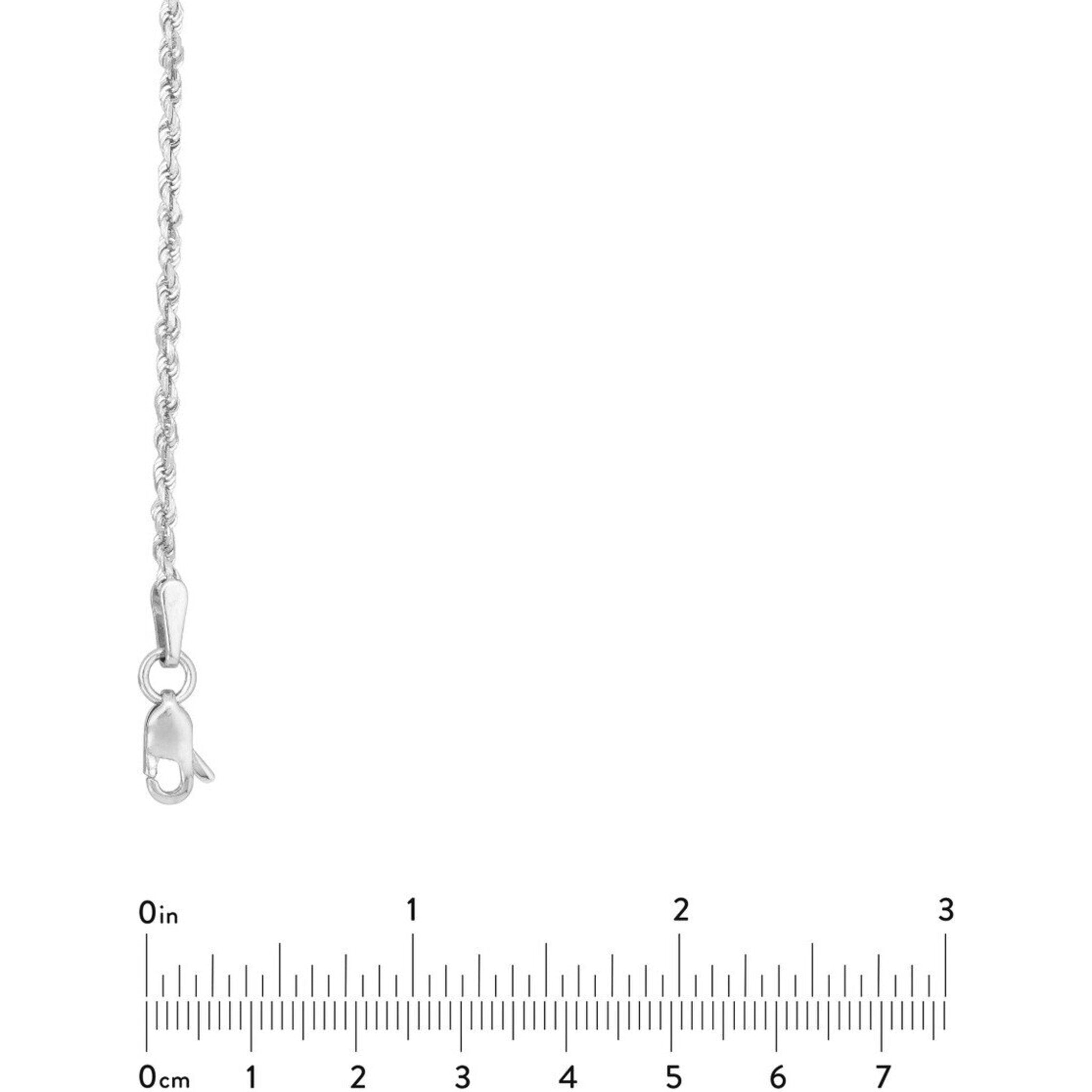 Olas d'Oro 18" Necklace - 10K White Gold 1.8mm Diamond Cut Rope Chain with Lobster Lock