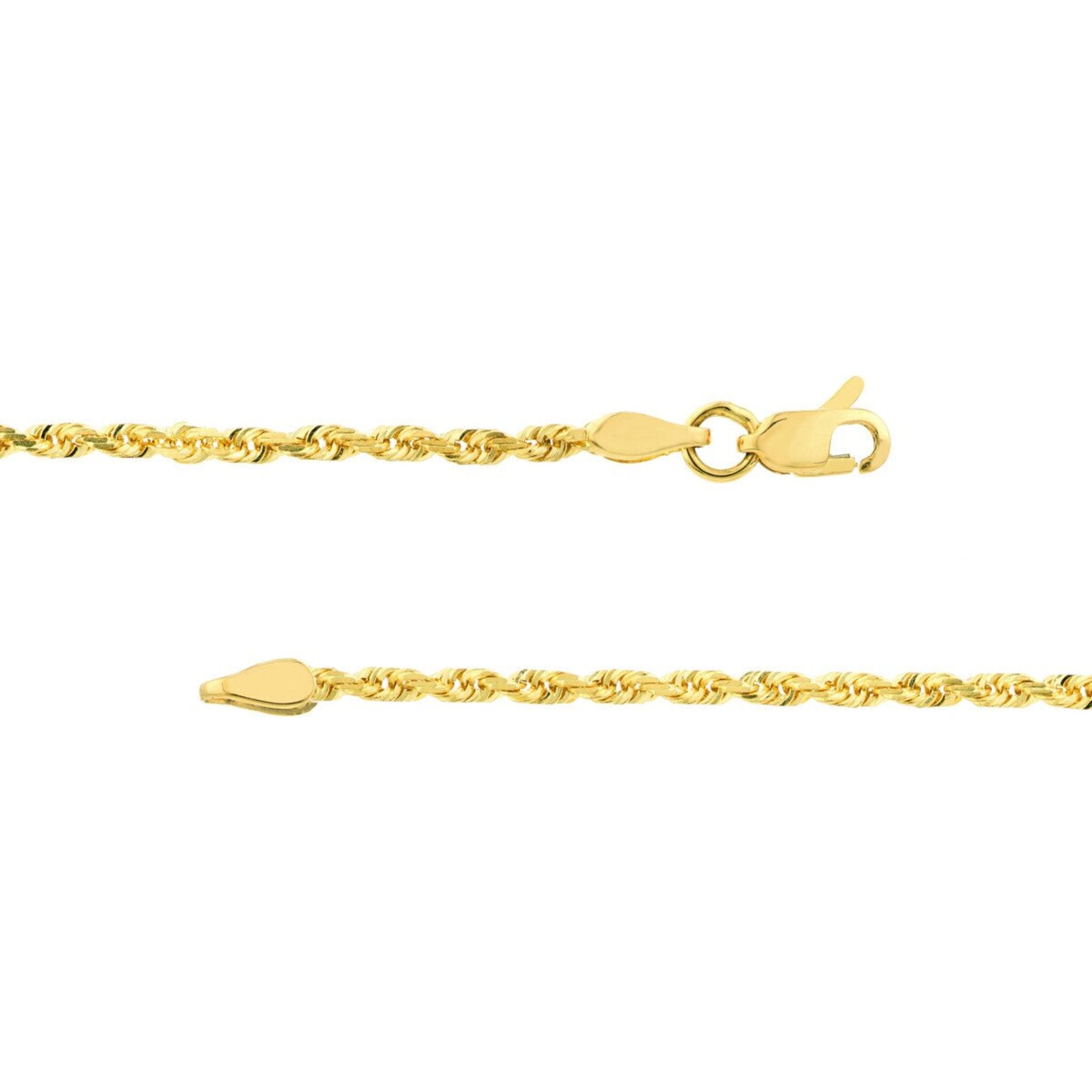 Olas d'Oro 18" Necklace - 10K Yellow Gold 2.15mm Diamond Cut Rope Chain with Lobster Lock